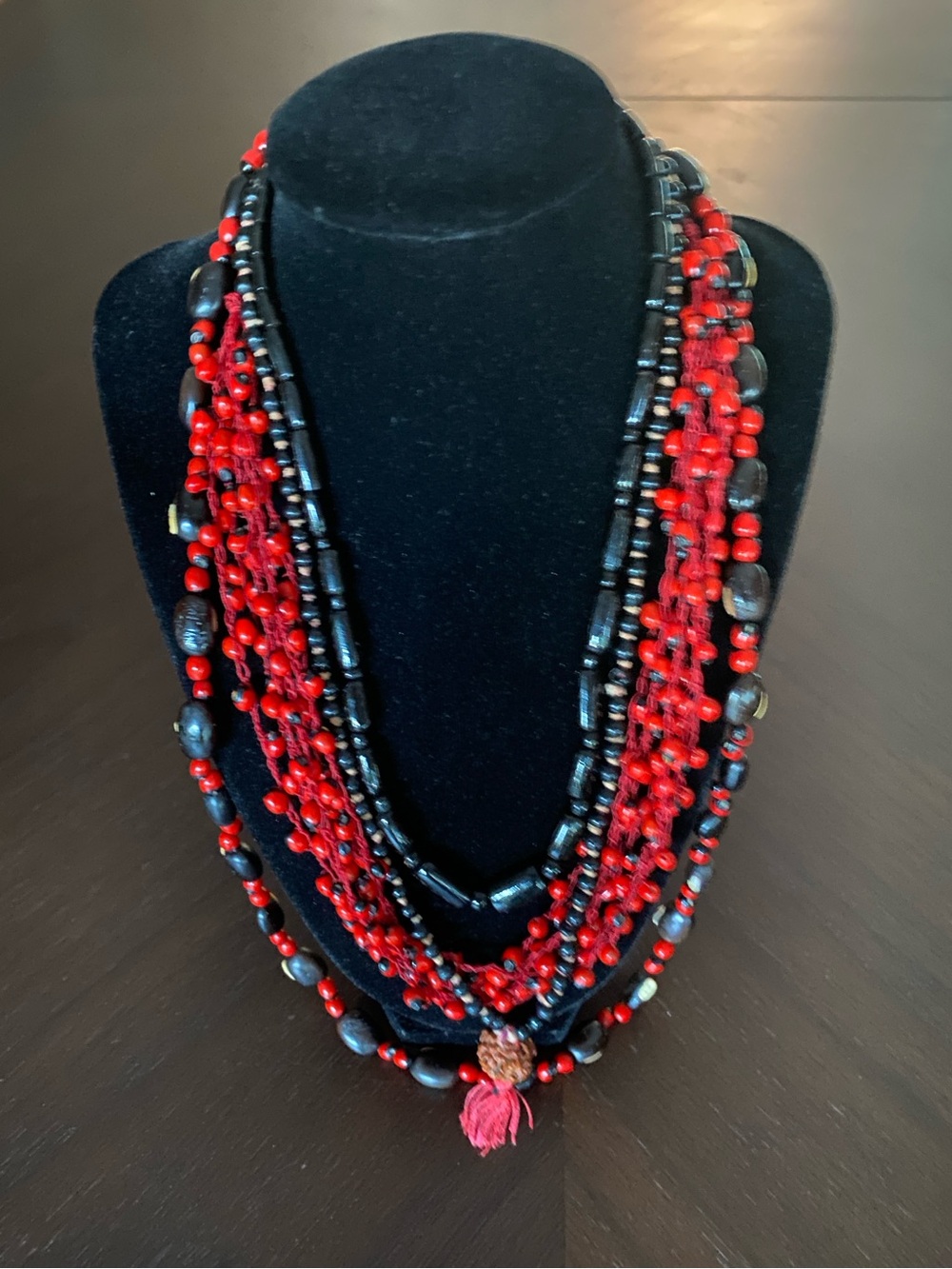 Unique Four-in-One Red ❤️and Black🖤 Beaded Necklace